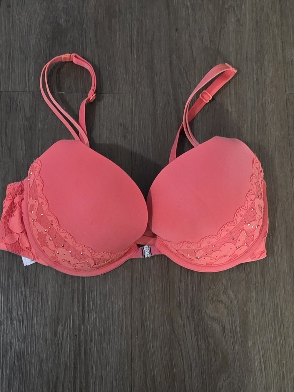 La SENZA Coral Lace Push-Up Bra with Rhinestone Detail